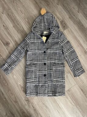 Plaid Hooded Coat NWT